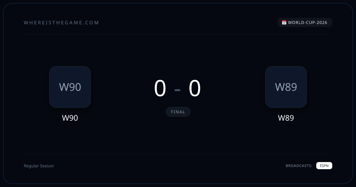 W90 vs W89 World Cup 2026: Where to Watch, TV Channels & Time