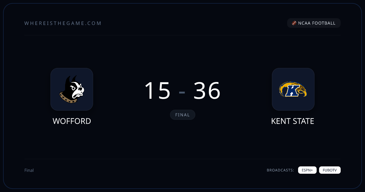 Wofford vs Kent State Live Stream & TV Schedule (2026-09-12)