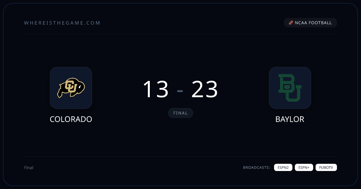 Colorado vs Baylor Live Stream & TV Schedule (2026-09-26)