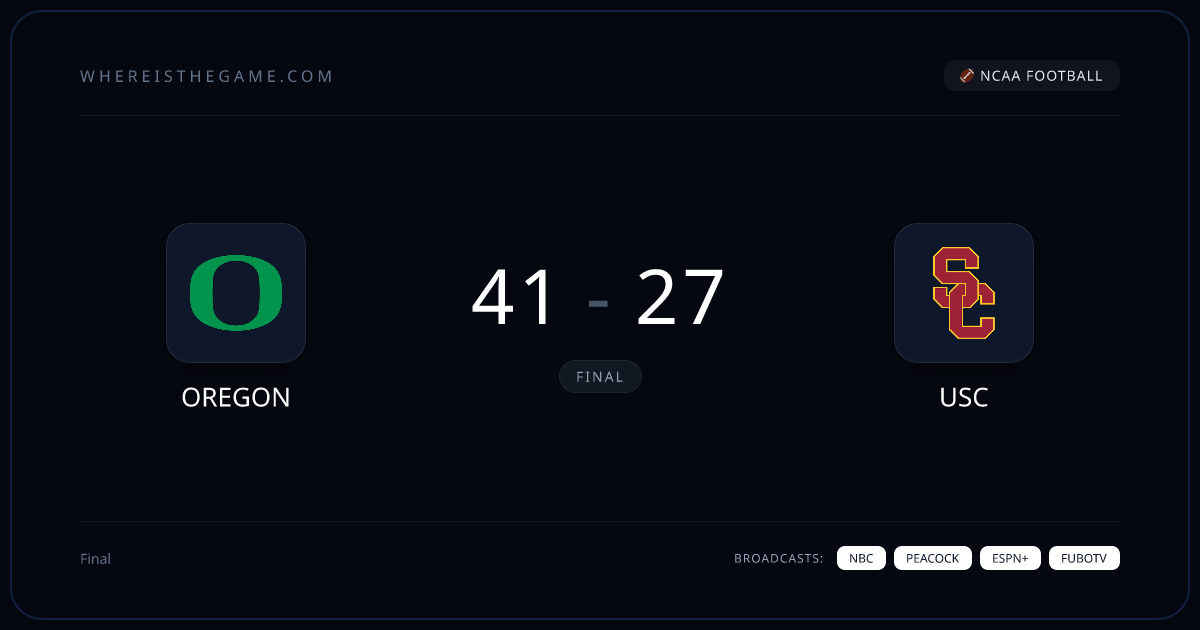 Oregon vs USC Live Stream & TV Schedule (2026-09-26)