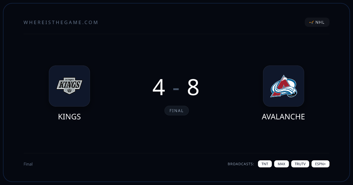 Where to Watch Kings vs Avalanche: TV & Stream