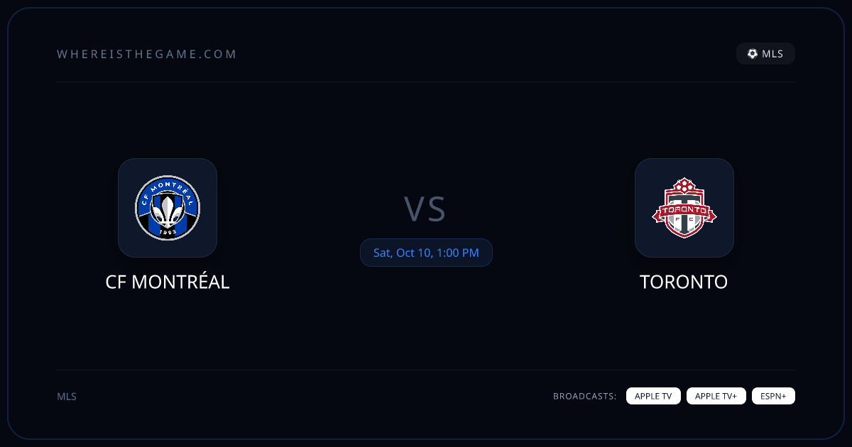 Where to Watch CF Montréal vs Toronto: TV &amp; Stream