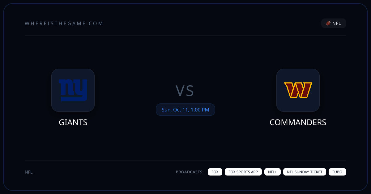Where to Watch Giants vs Commanders: TV & Stream