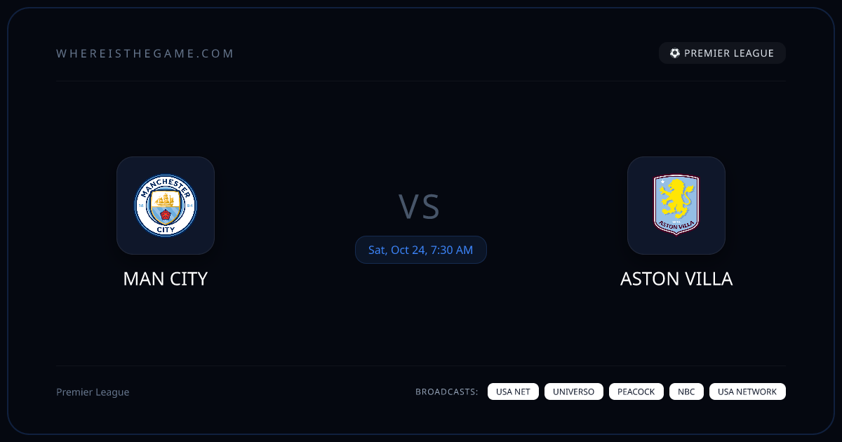 Where to Watch Man City vs Aston Villa: TV & Stream