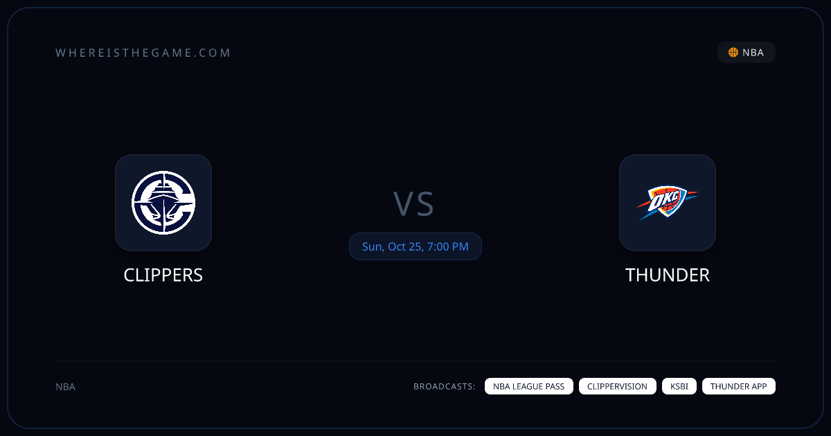 Where to Watch Clippers vs Thunder: TV & Stream