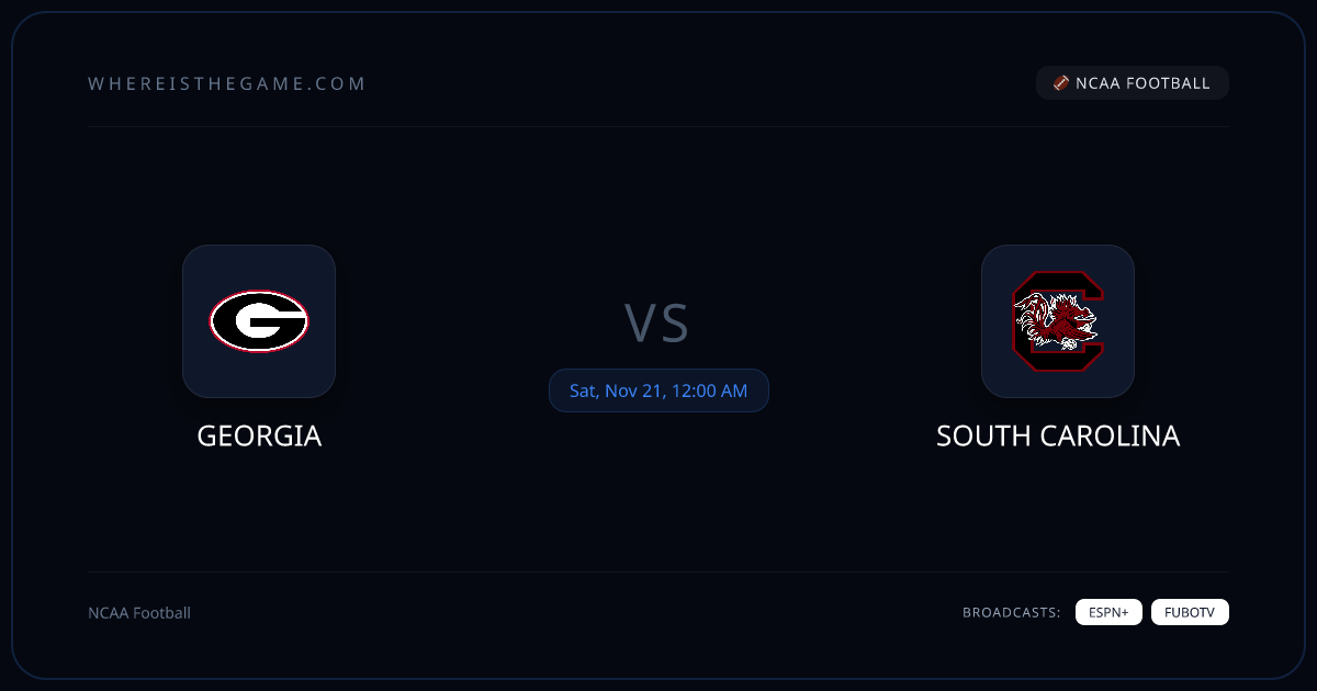 Georgia vs South Carolina - Where to Watch, TV Channel & Time